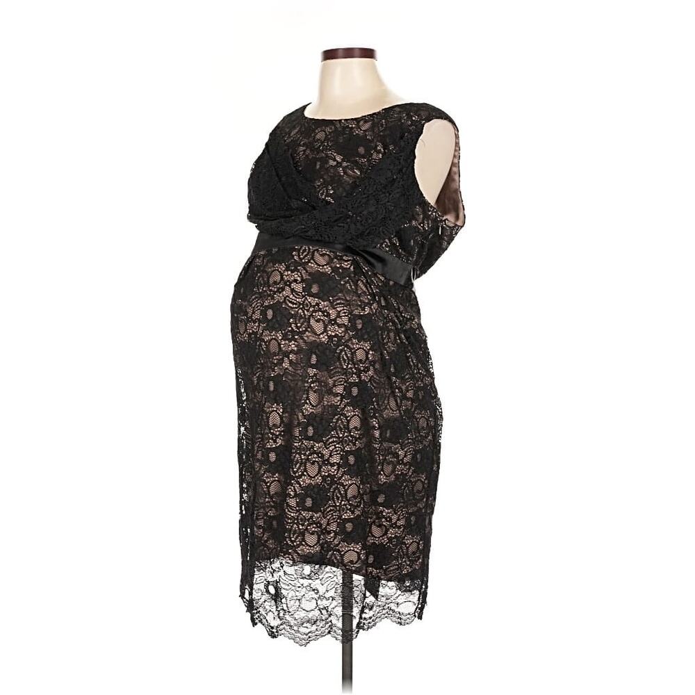 A Pea in the Pod Black Lace Maternity Cocktail Dress Size L